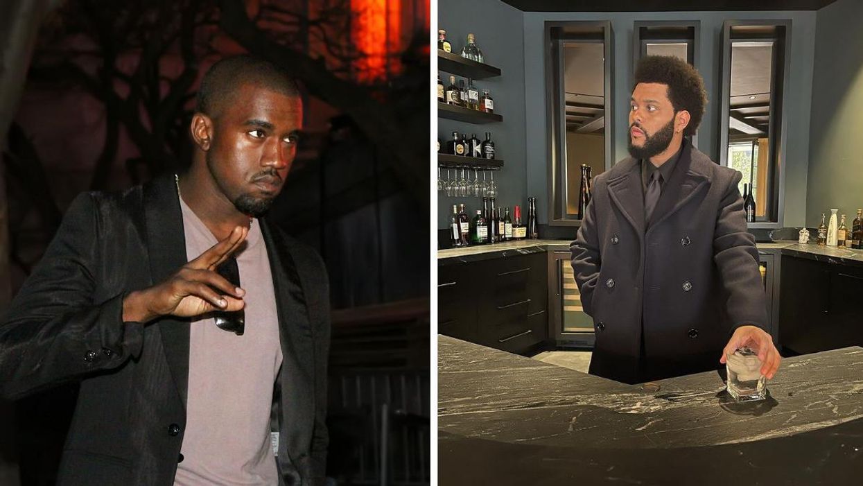 Kanye West. Right: The Weeknd.