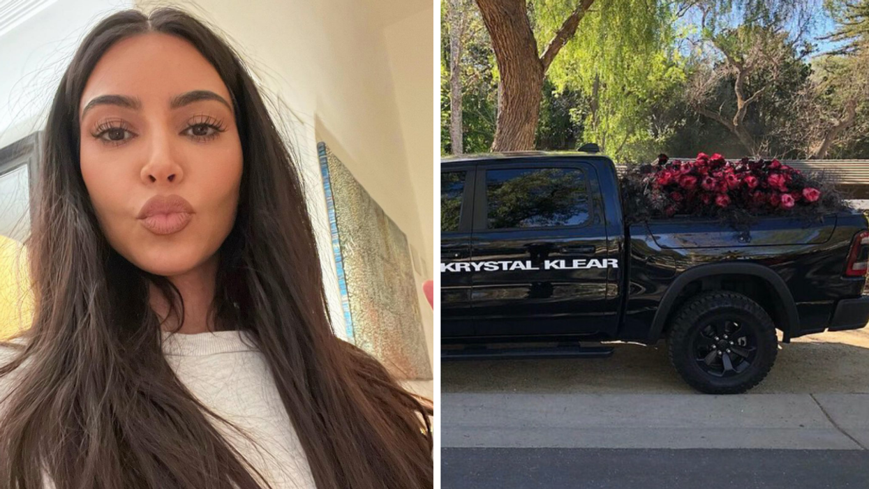 Kanye West Tried To Win Kim Kardashian Back With A Truck Of Roses On Valentine's Day
