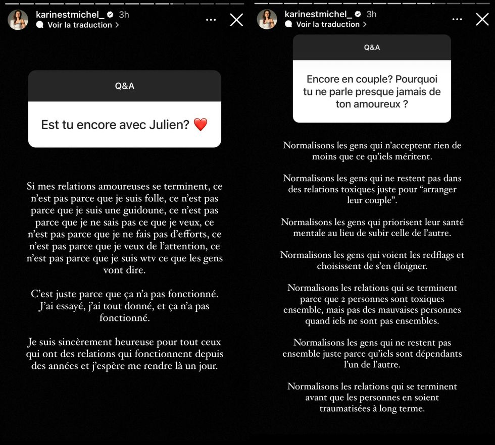 Karine St-Michel parle de sa rupture.