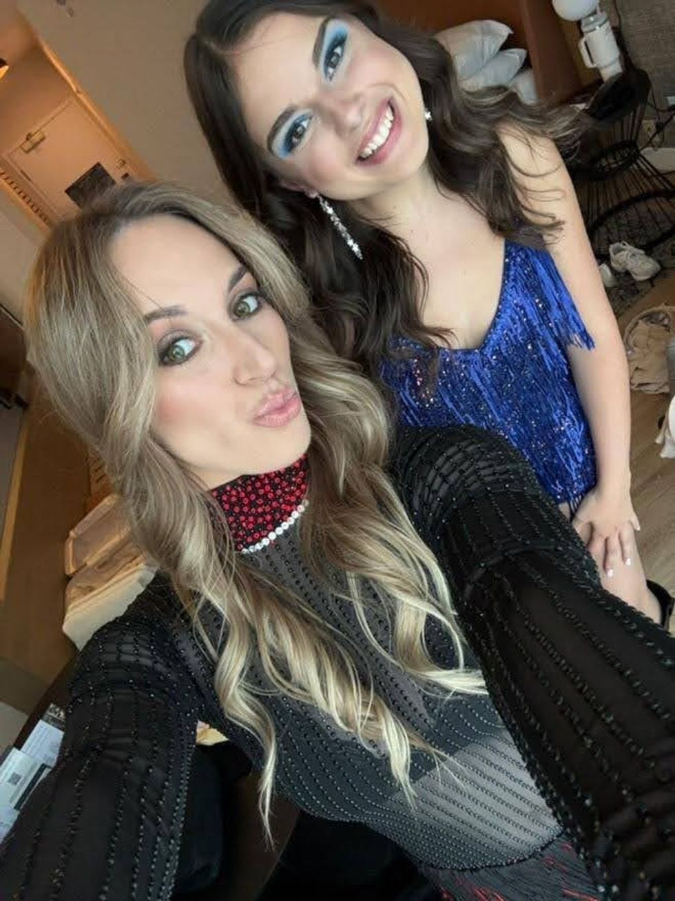 Kassie Montgomery (left) with a friend.
