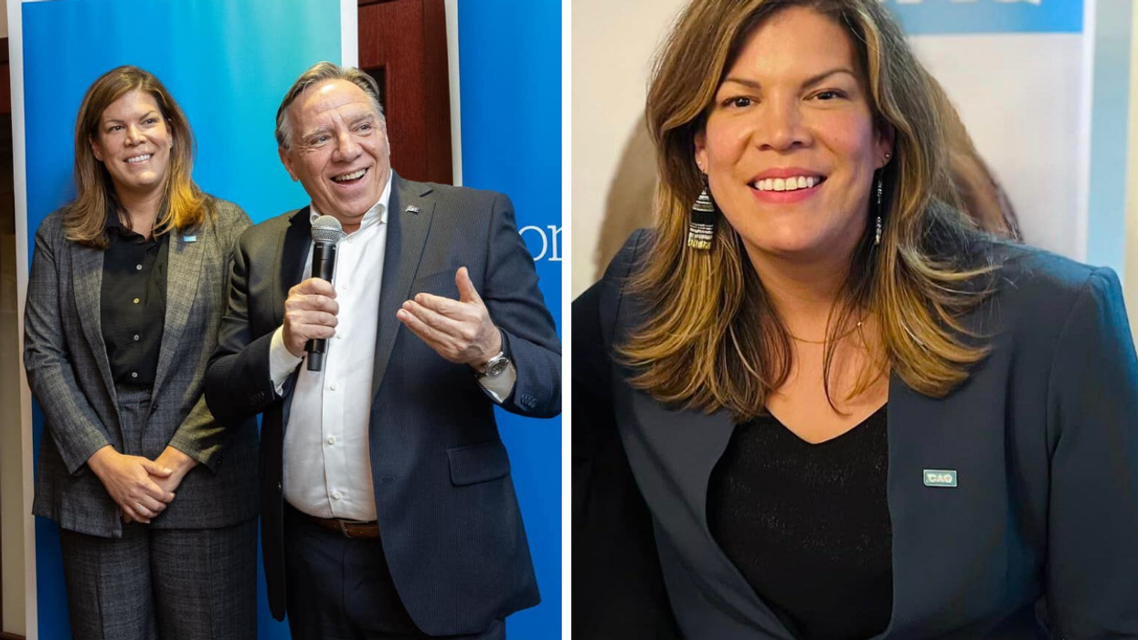 Kateri Champagne Jourdain et François Legault. Droite : Kateri Champagne Jourdain.