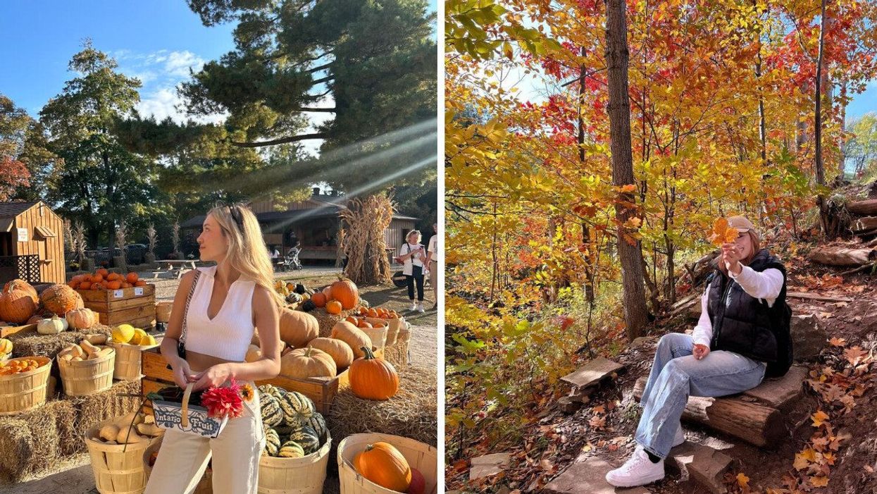 Katherine at Andrews Farm. Right: A person in Blue Mountain, Ontario.