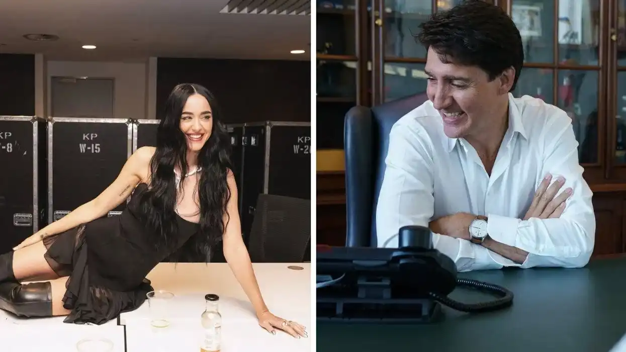 Katy Perry. Droite : Justin Trudeau.
