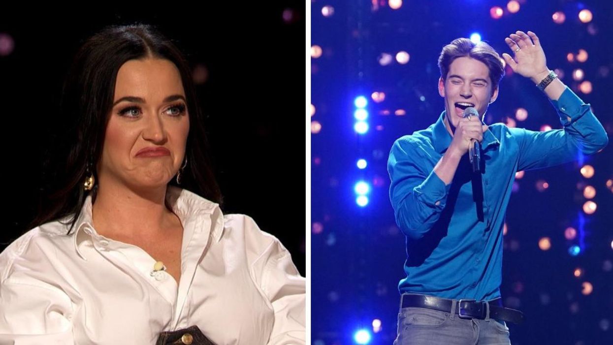 Katy Perry judging on 'American Idol.' Right: Cameron Whitcomb performing.