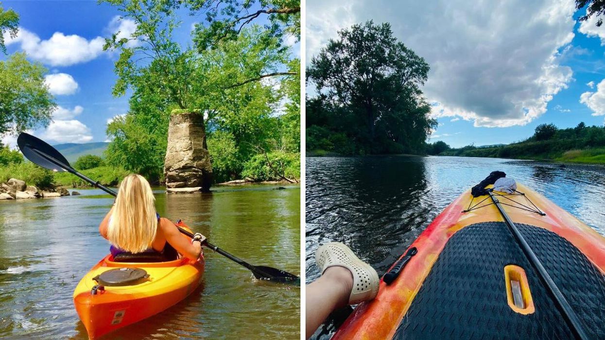 Kayak sur la rivière Missisquoi. Droite : Location de paddleboard près de Montréal.