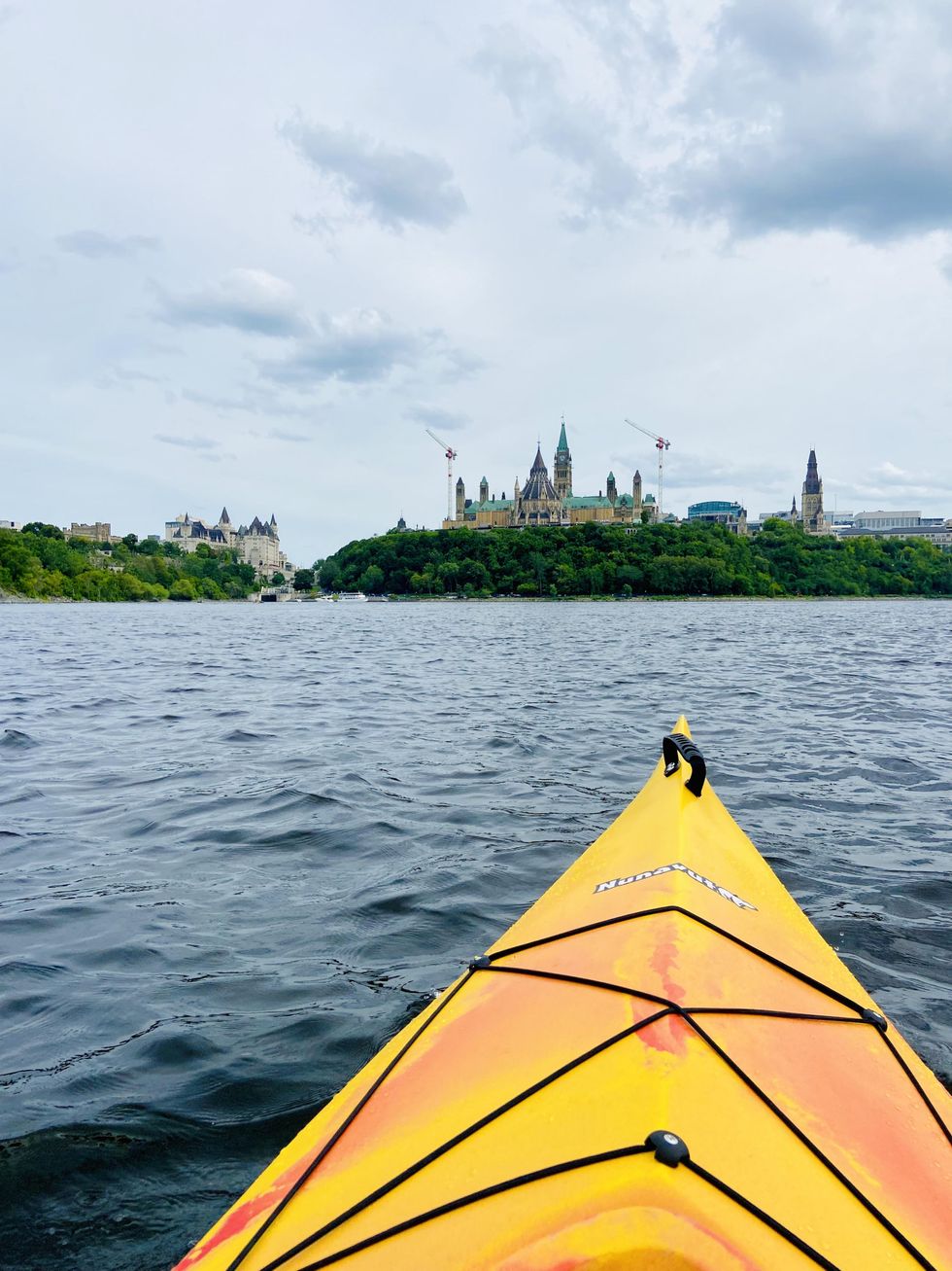 Kayaking on the Ottawa River by Parliament Hill and Chateau Laurier.