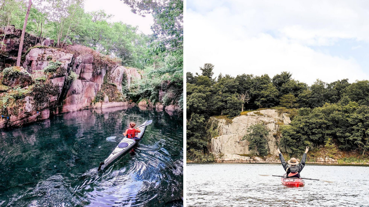 Kayaking past islands and in hidden coves through Thousand Islands Gananoque.
