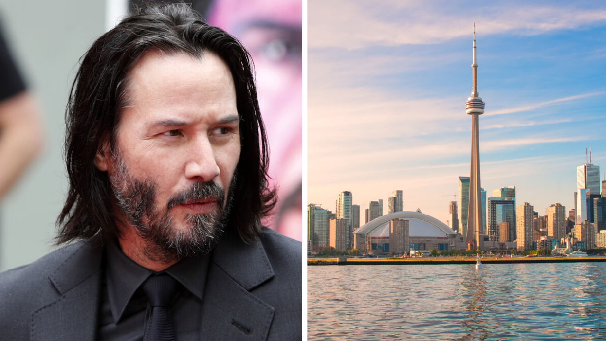 Keanu Reeves. Right: CN Tower.