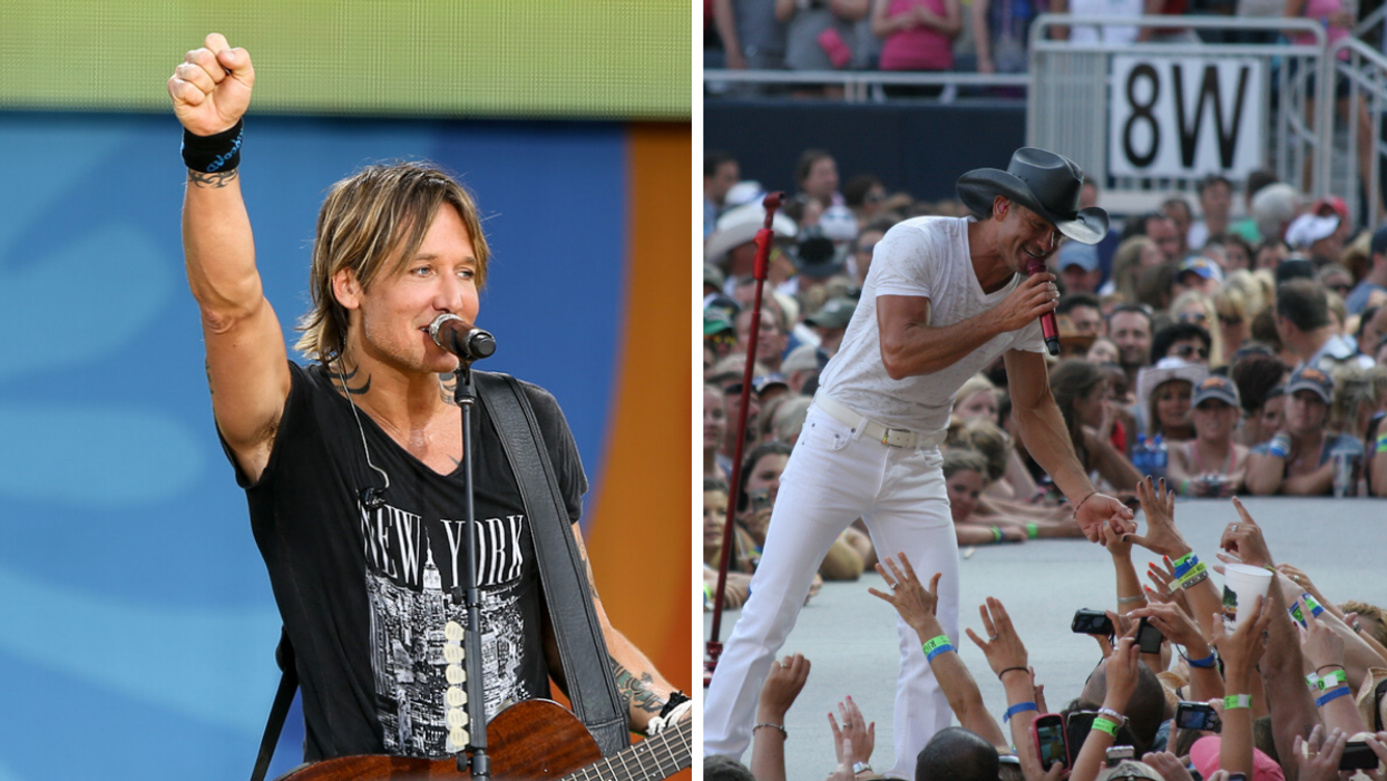 Keith Urban. Right: Tim McGraw.