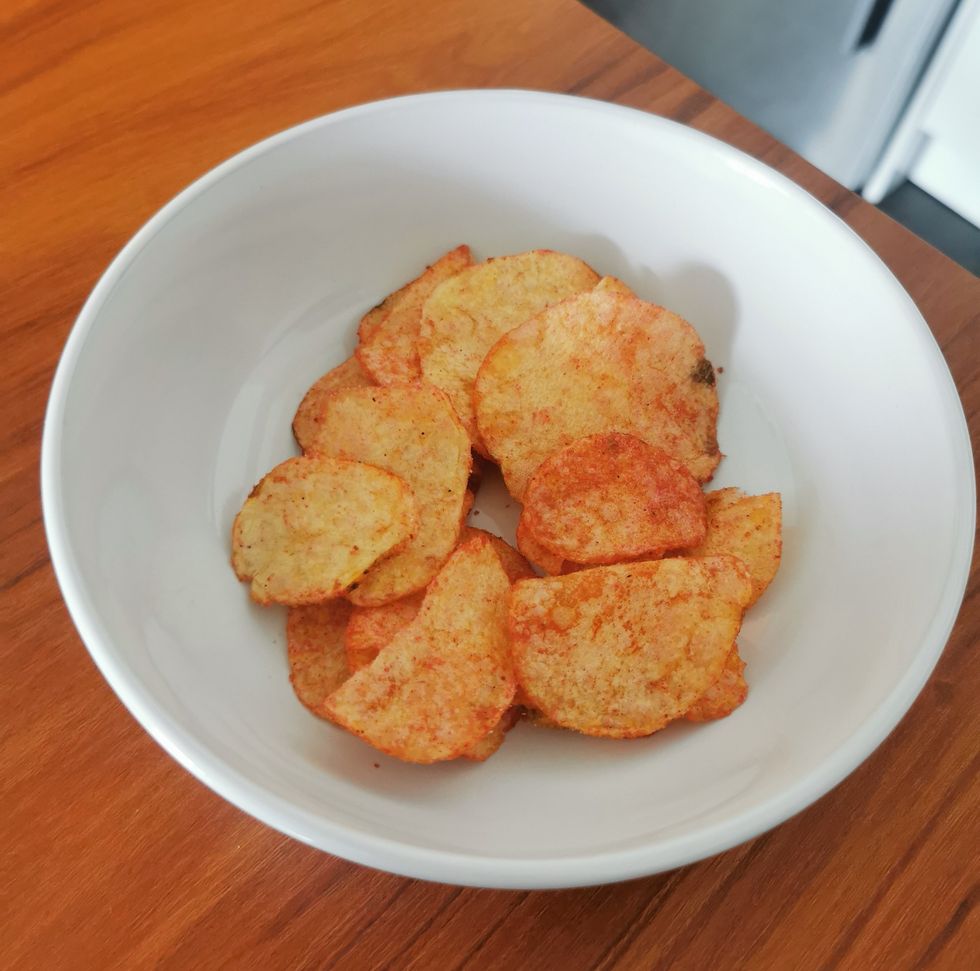 Ketchup-flavoured potato chips.