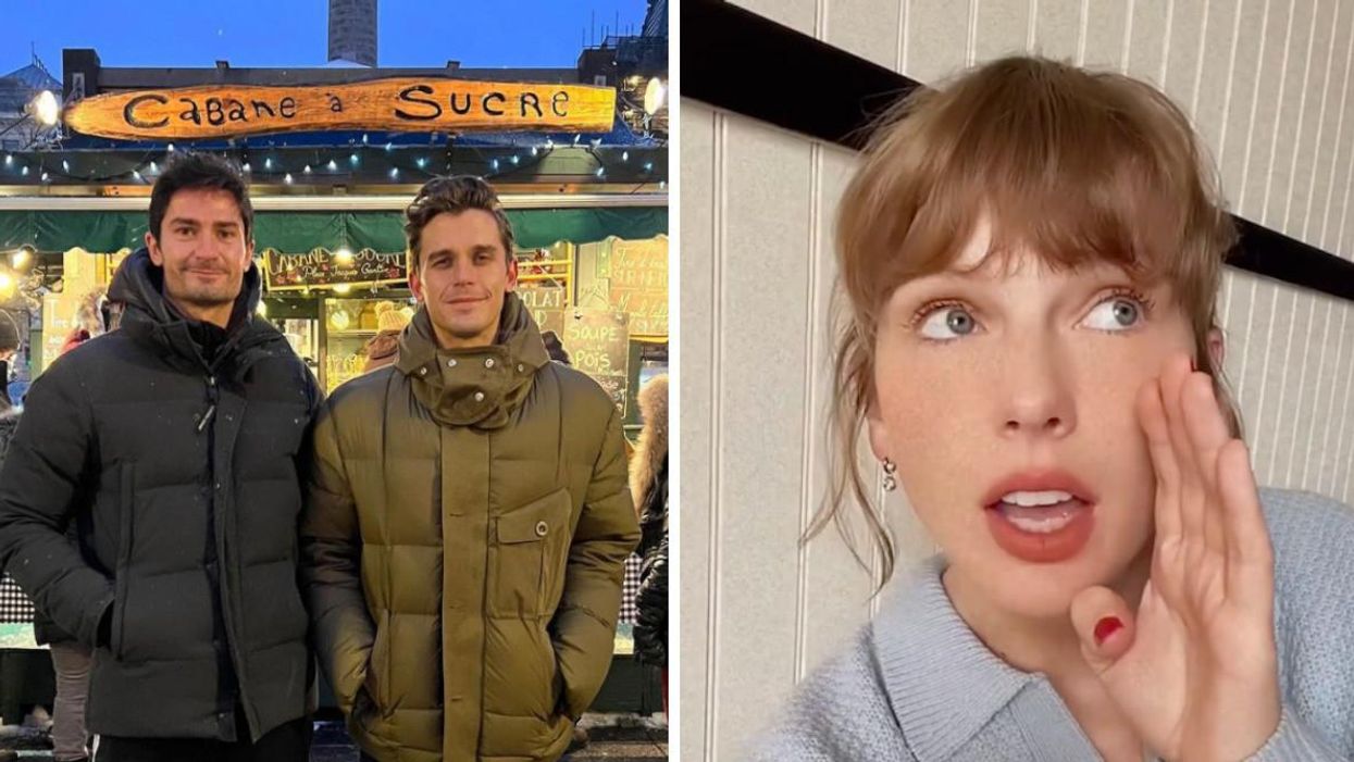 Kevin Harrington and Antoni Porowski. Right: Taylor Swift.