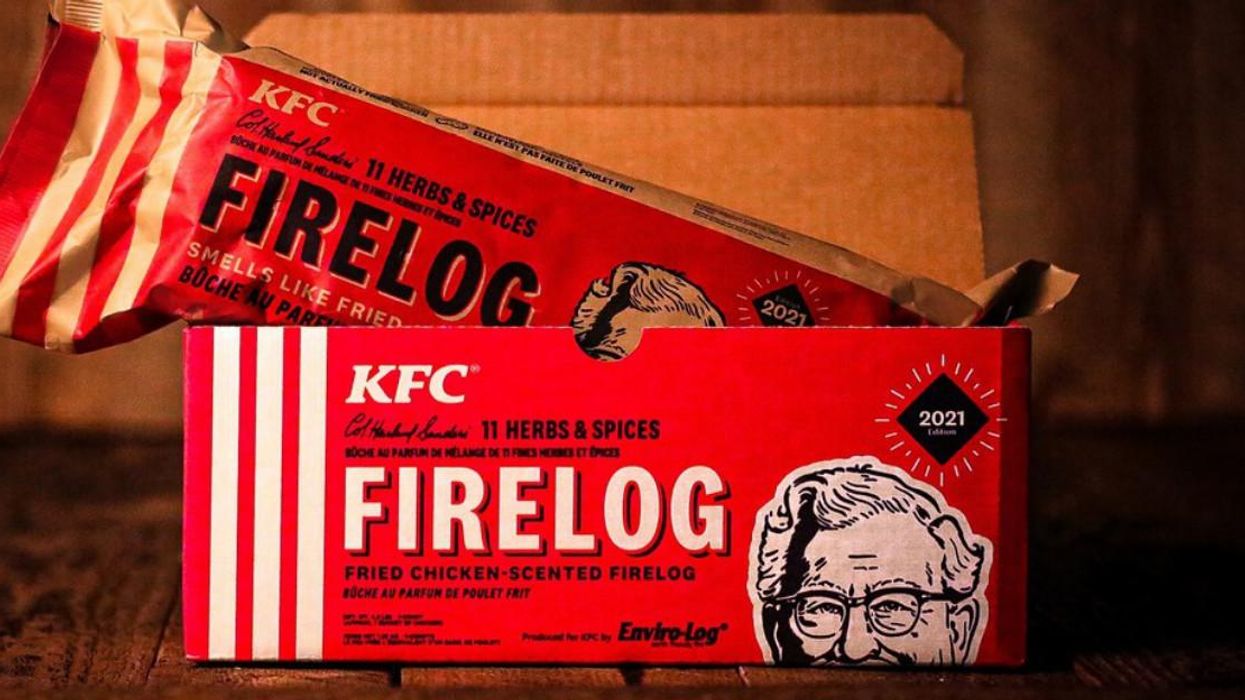 KFC Fried Chicken-Scented Firelogs Are Available At Canadian Tire & They're Deliciously Cheap