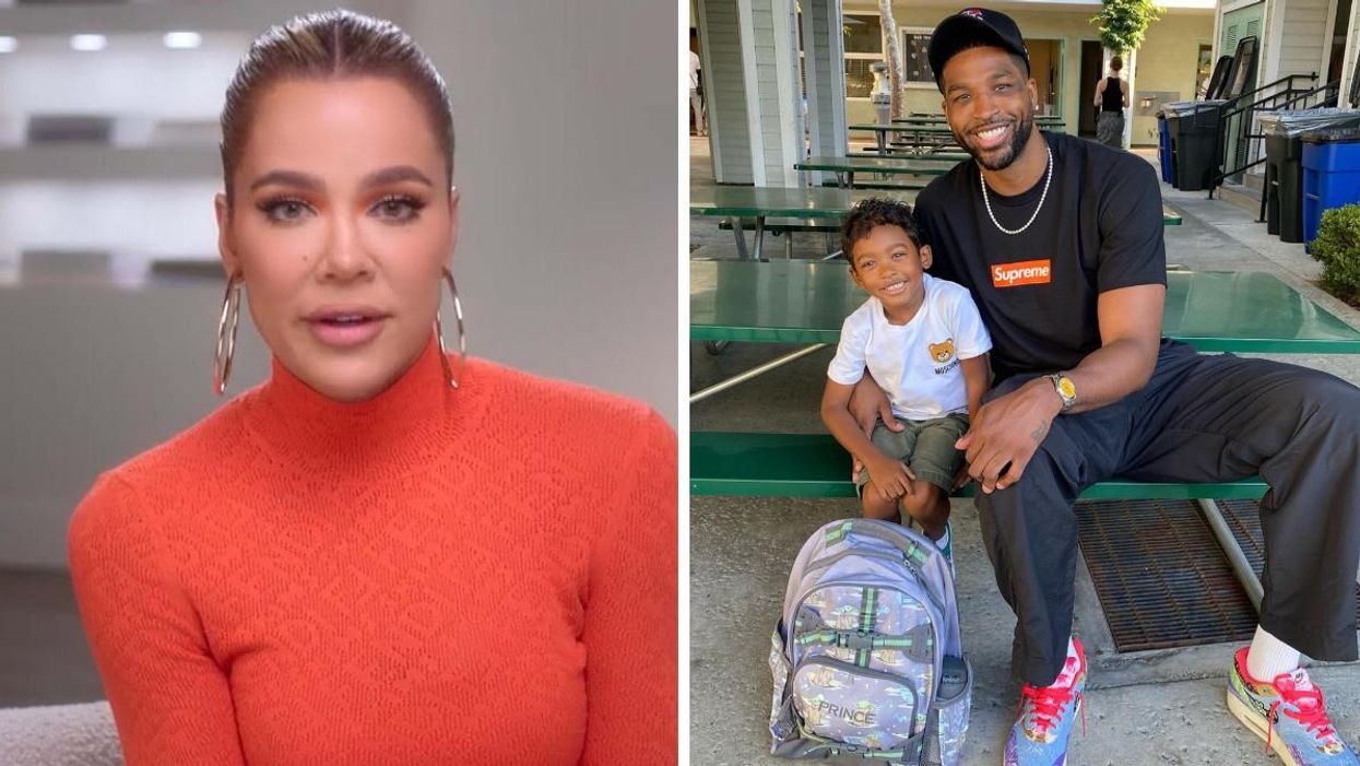 Khloe Kardashian. Right: Tristan Thompson