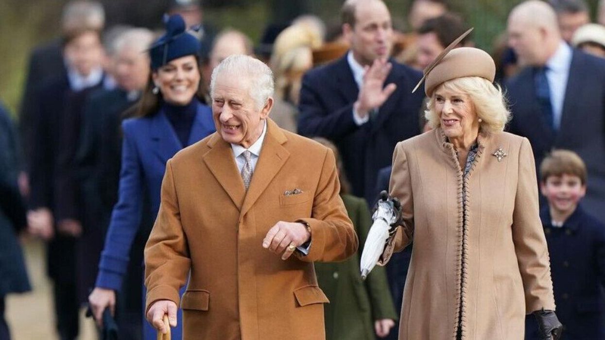 King Charles and Camilla, the Queen Consort on their way to church.