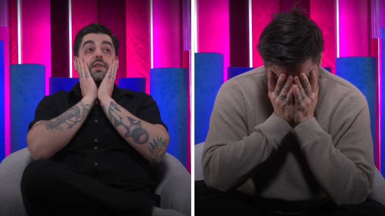 King Melrose dans le confessionnal à Big Brother Célébrités 6. Droite : King Melrose émotif à Big Brother Célébrités 6.