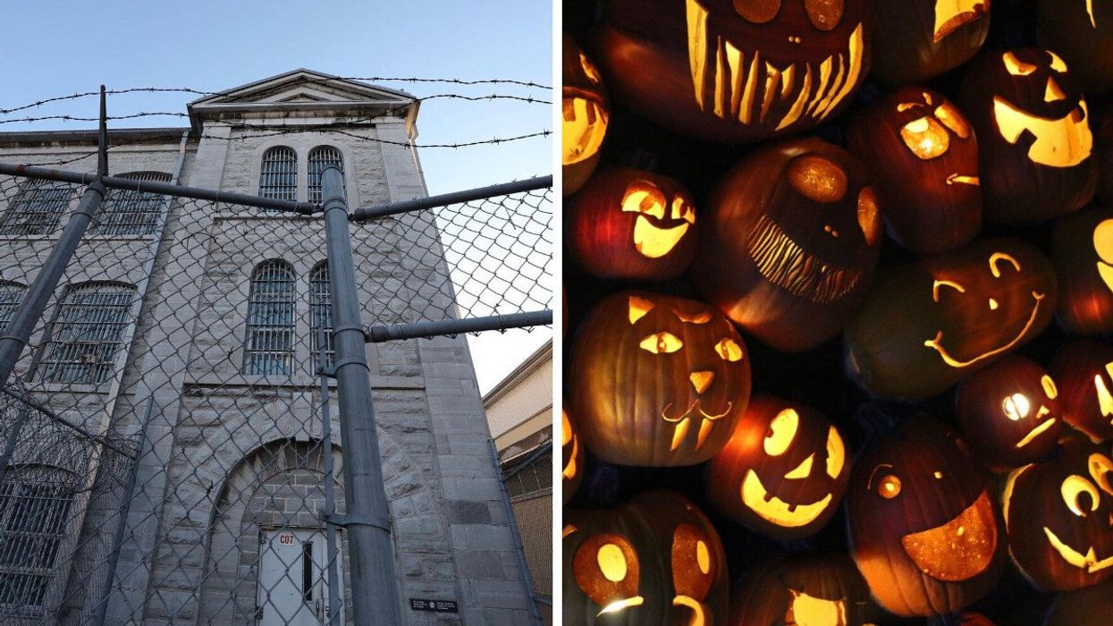 Kingston Penitentiary. Right: Pumpkins.