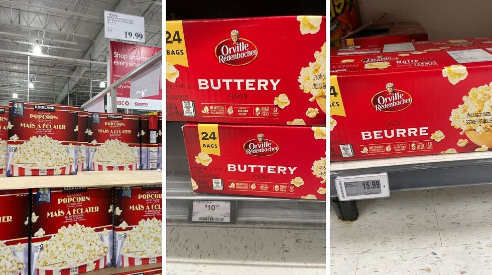 kirkland signature and orville redenbacher microwave popcron