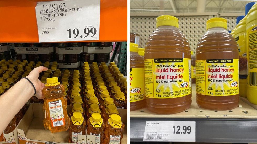 kirkland signature honey. right: no name honey