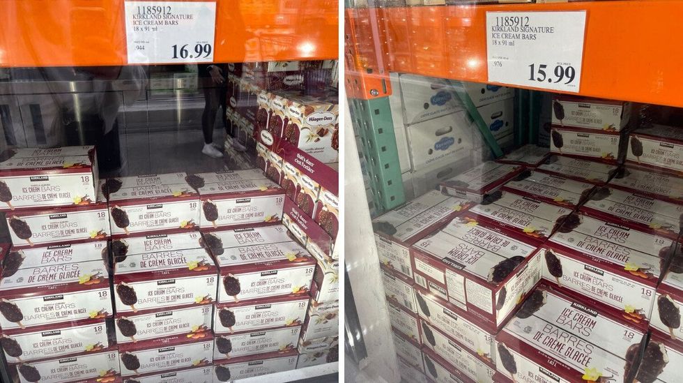 kirkland signature ice cream bars in 2025. right: kirkland signature ice cream bars in 2023