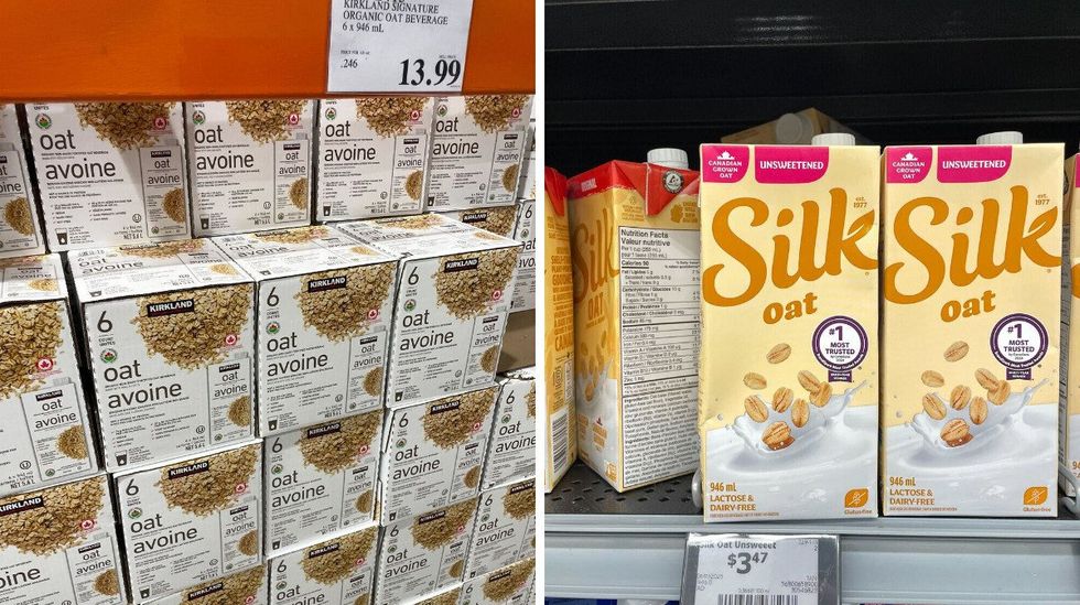 kirkland signature oat milk at costco and silk oat milk at walmart