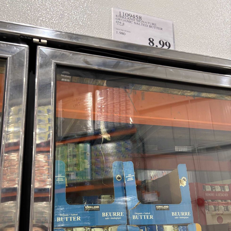 Kirkland Signature salted butter in fridge at costco