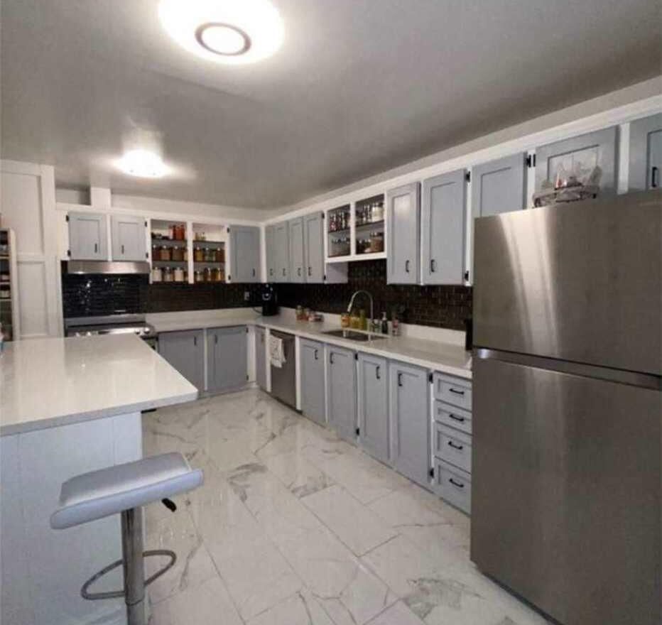 Kitchen in two-storey condo at 4060 Lawrence Ave. E. in Toronto.