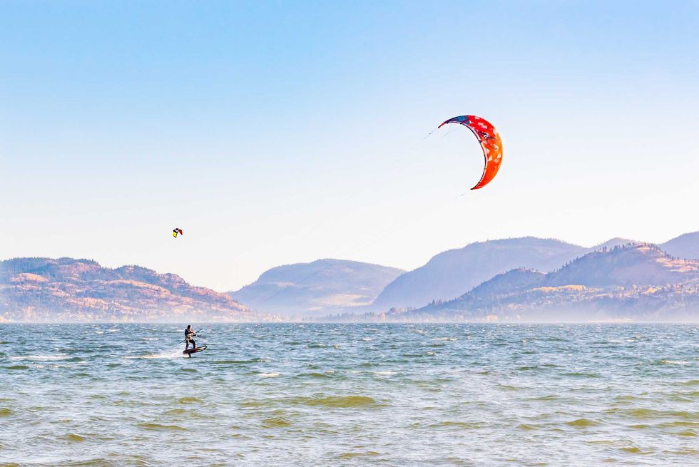 Kite surfers on \u200bSkaha Lake.