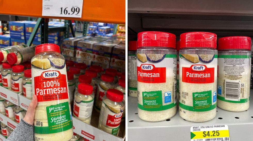 kraft grated parmesan cheese at costco and dollarama