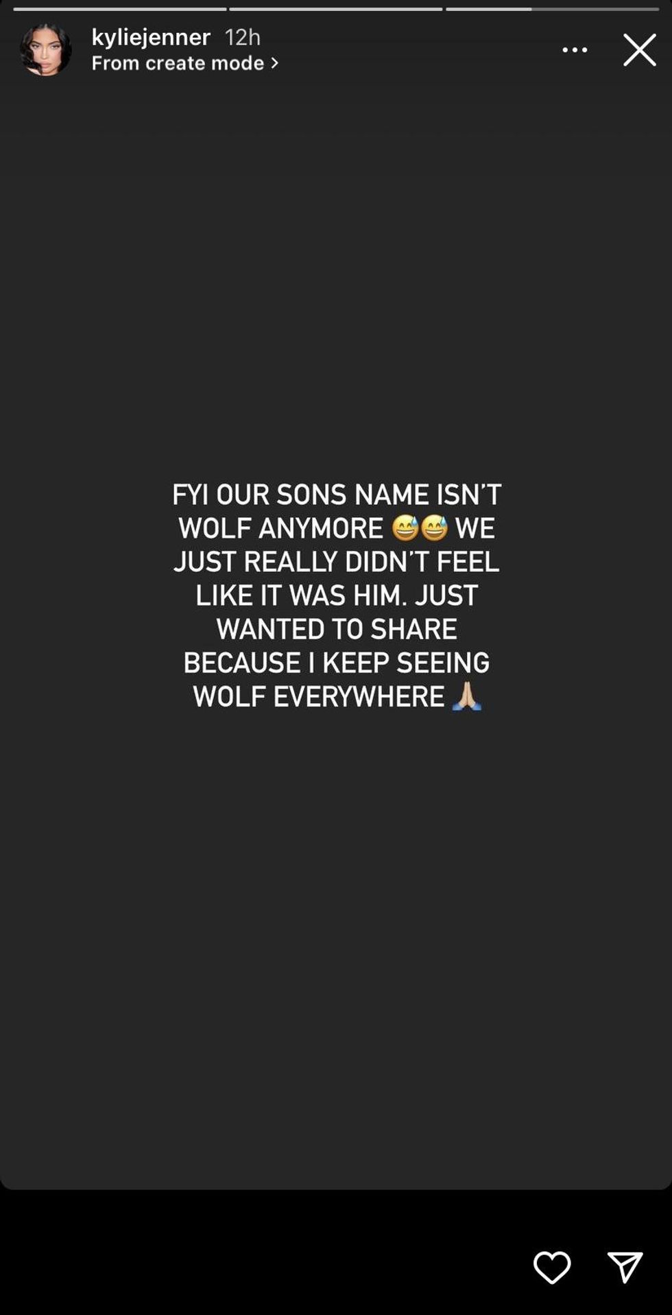 Kylie Jenner's Instagram story from March 21.