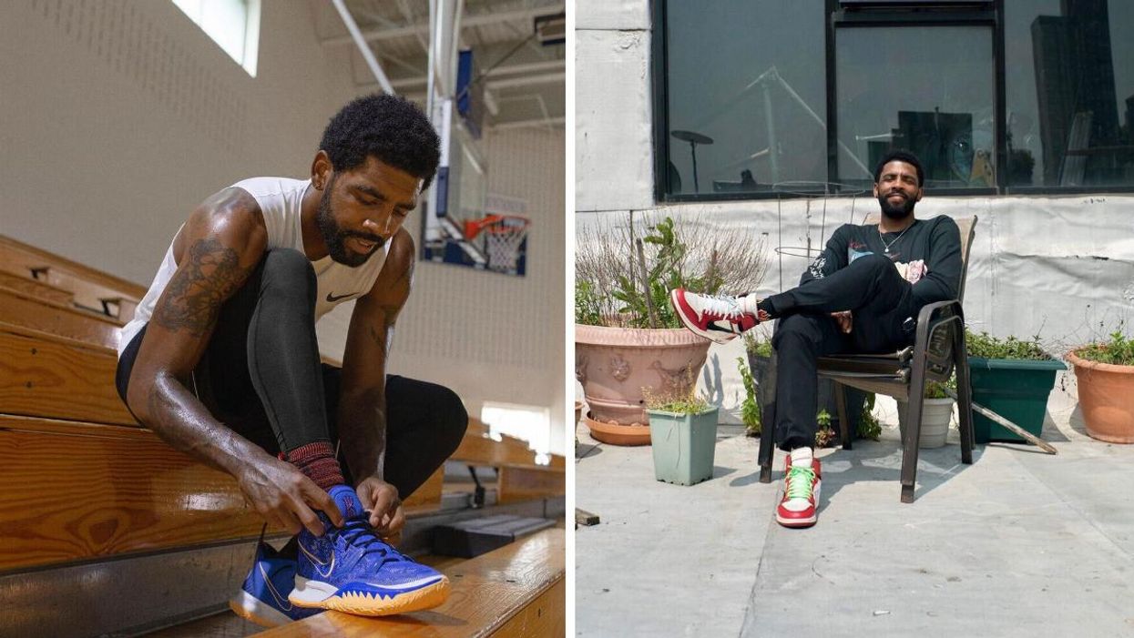 Kyrie Irving wearing Nike attire.