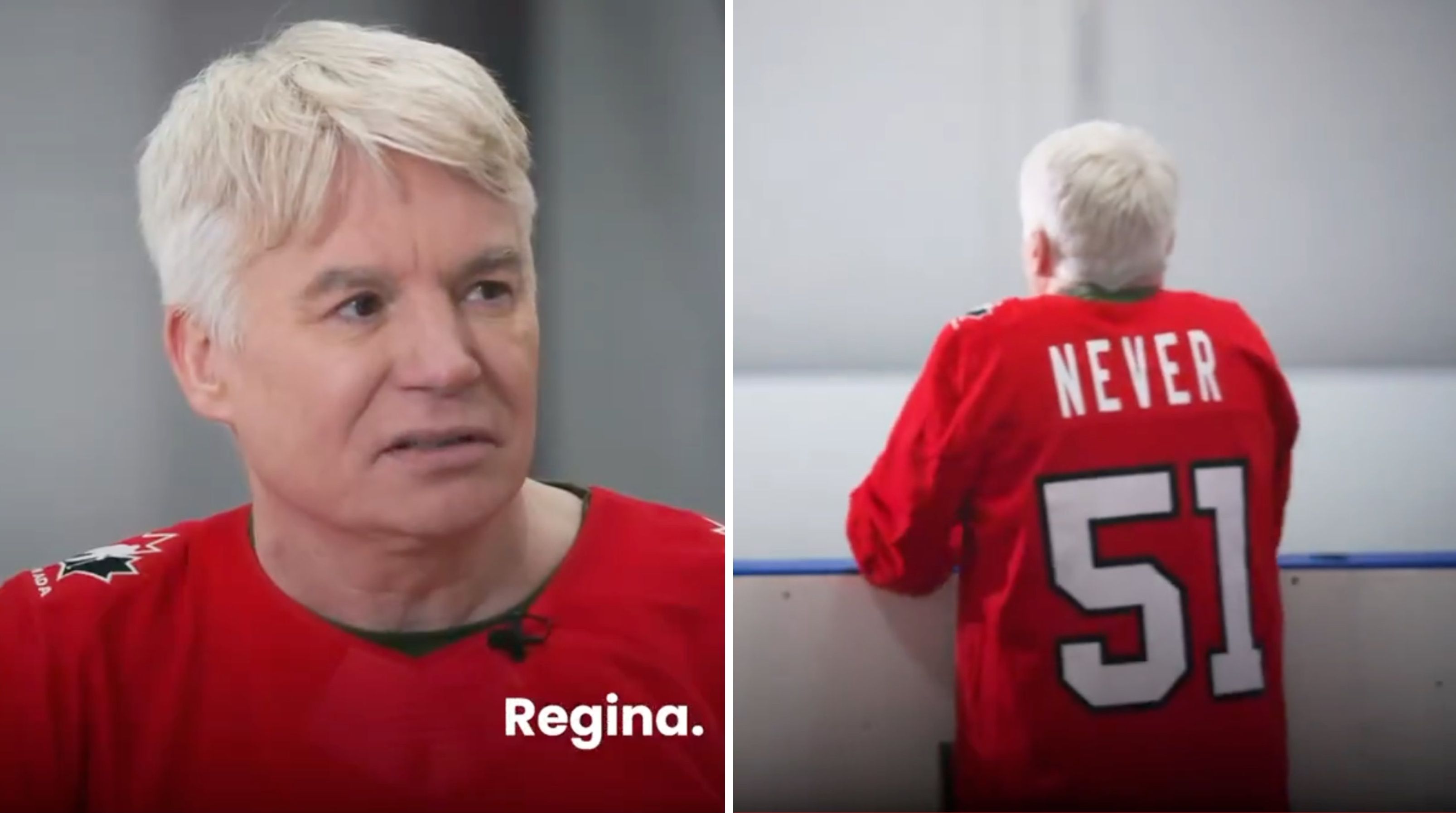 L'acteur canadien Mike Myers. À droite : Mike Myers de dos.