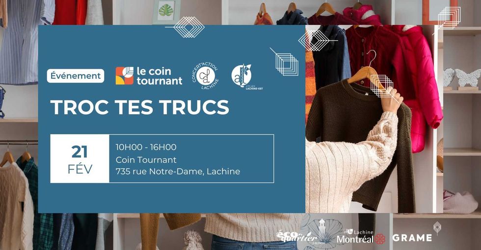 L'affiche d'un \u00e9v\u00e9nement de troc.