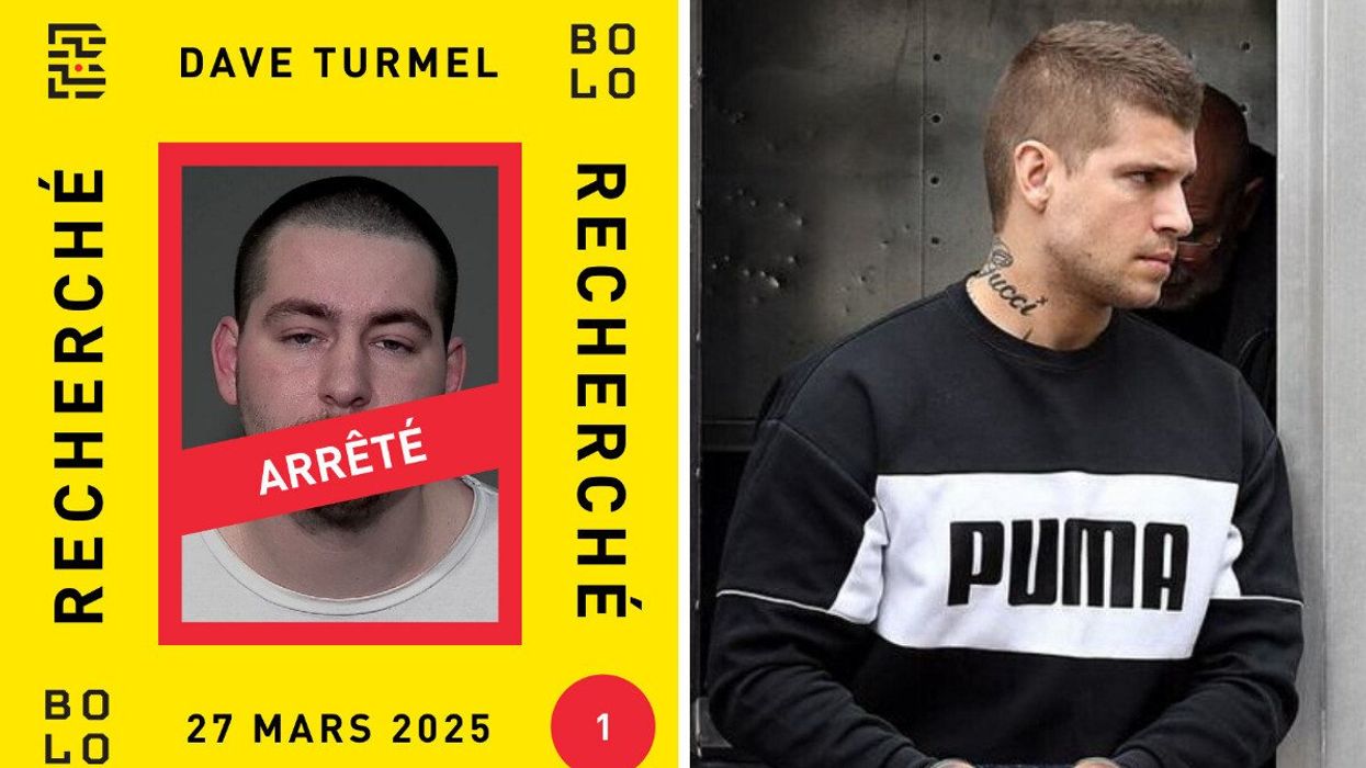 L'affiche de Dave Turmel maintenant arrêté. Droite : All Boivin.