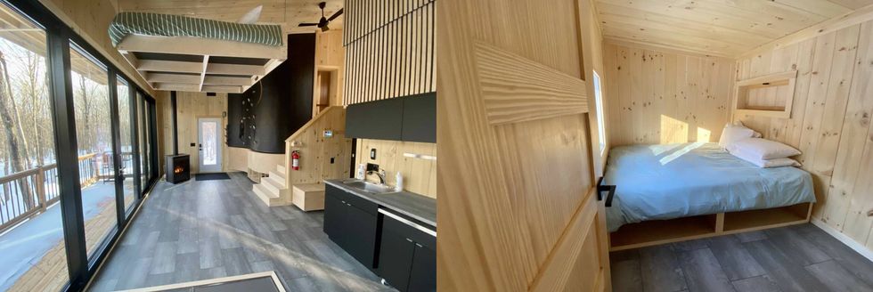 L'aire commune du Zoobox d'OD. Droite : L'une des chambres.