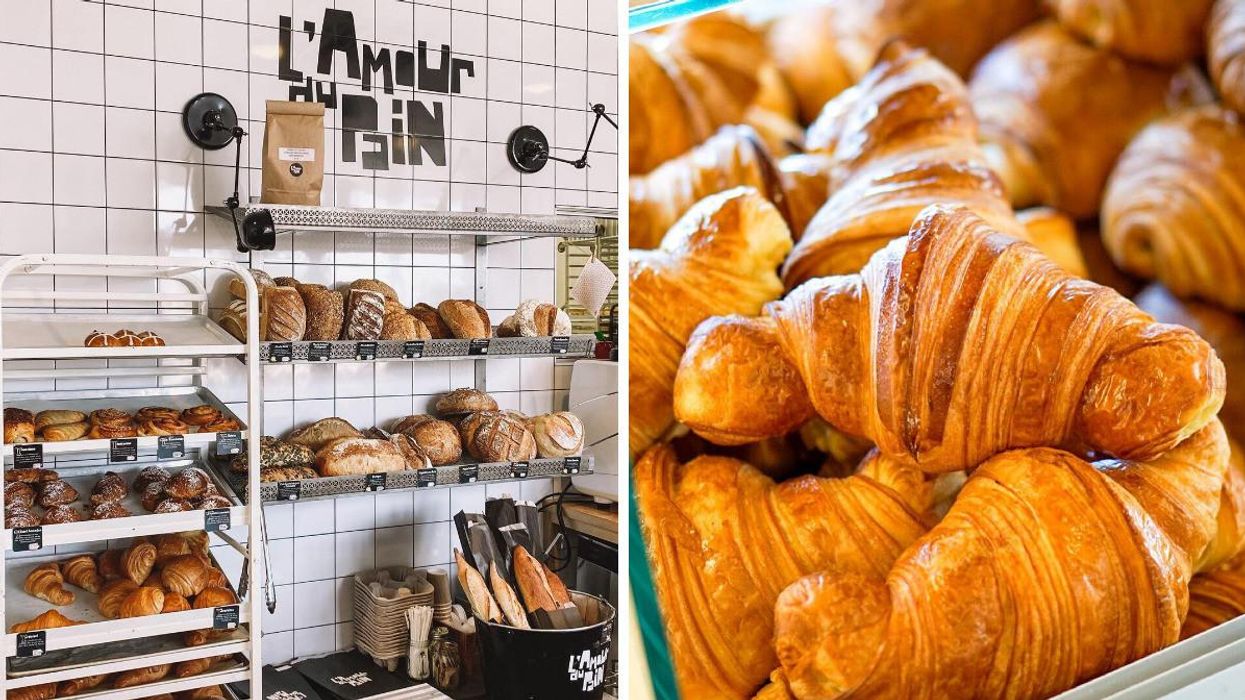 L'Amour du Pain à Griffintown. Droite : Croissants de L'Amour du Pain.