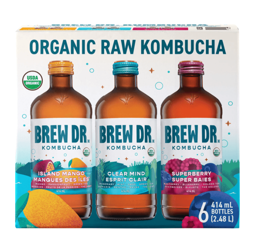 L'assortiment de kombucha biologique Brew Dr. sur le site du Costco.