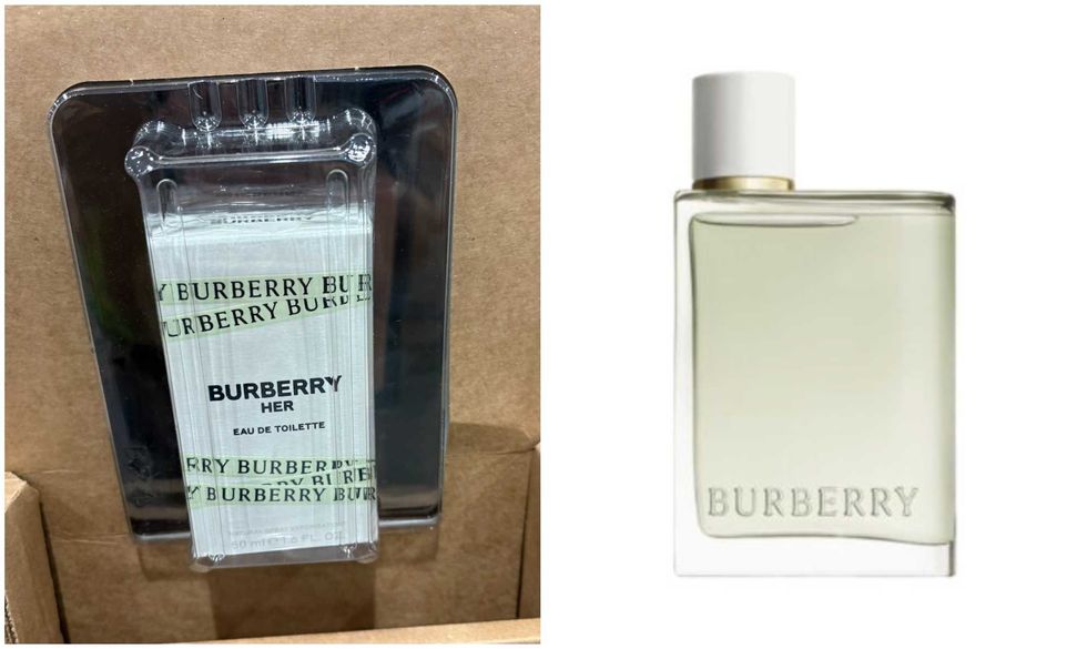 L'eau de toilette Her de Burberry. Droite : La bouteille d'eau de toilette Her de Burberry sur le site du Jean-Coutu.