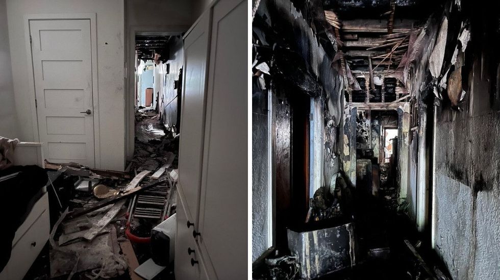 L'int\u00e9rieur d\u00e9truit par les flammes d'un condo \u00e0 Montr\u00e9al.