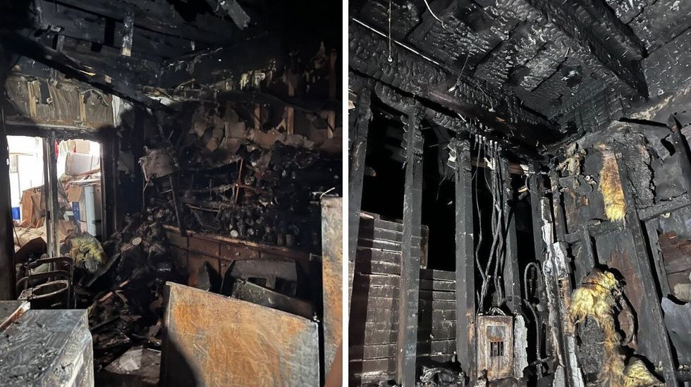 L'int\u00e9rieur d\u00e9truit par les flammes d'un condo \u00e0 Montr\u00e9al.