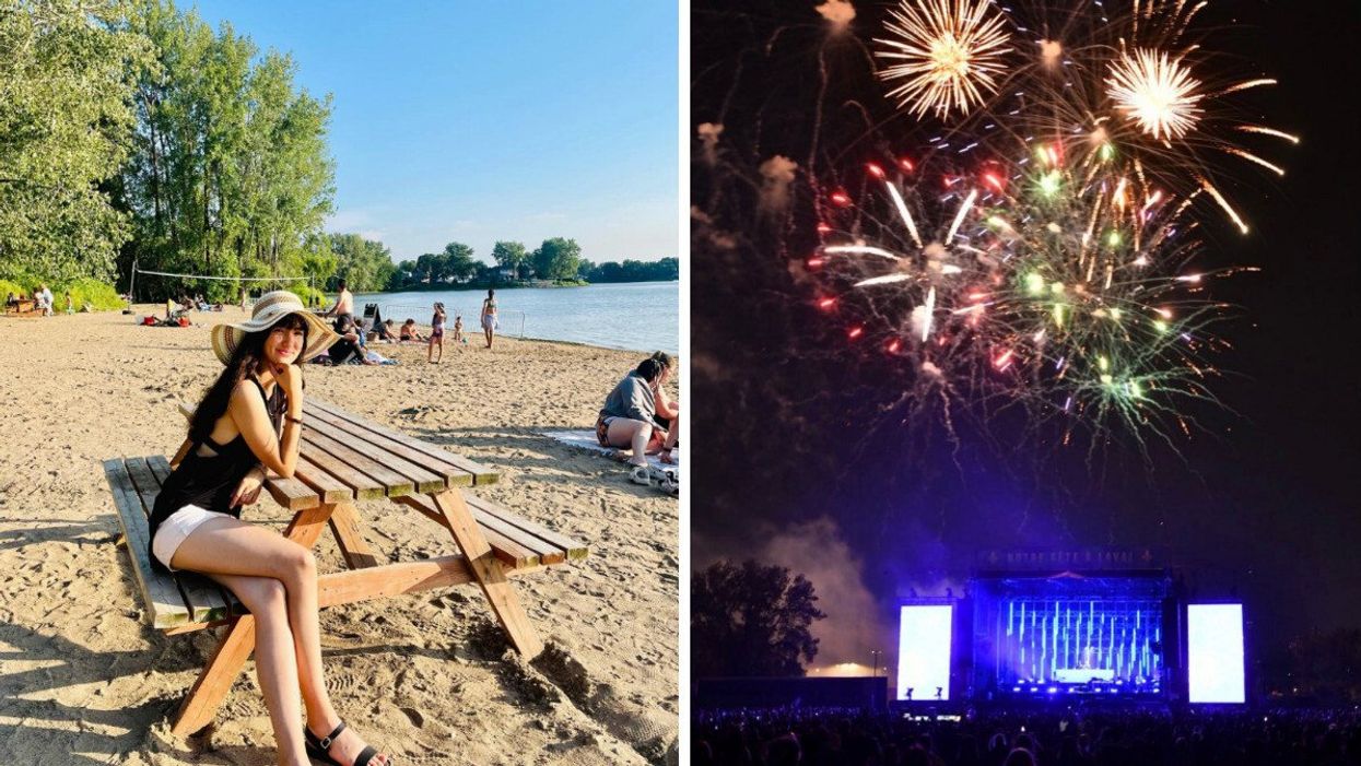 La Berge aux Quatre-Vents. Droite : Des feux d'artifice pour la Saint-Jean-Baptiste.
