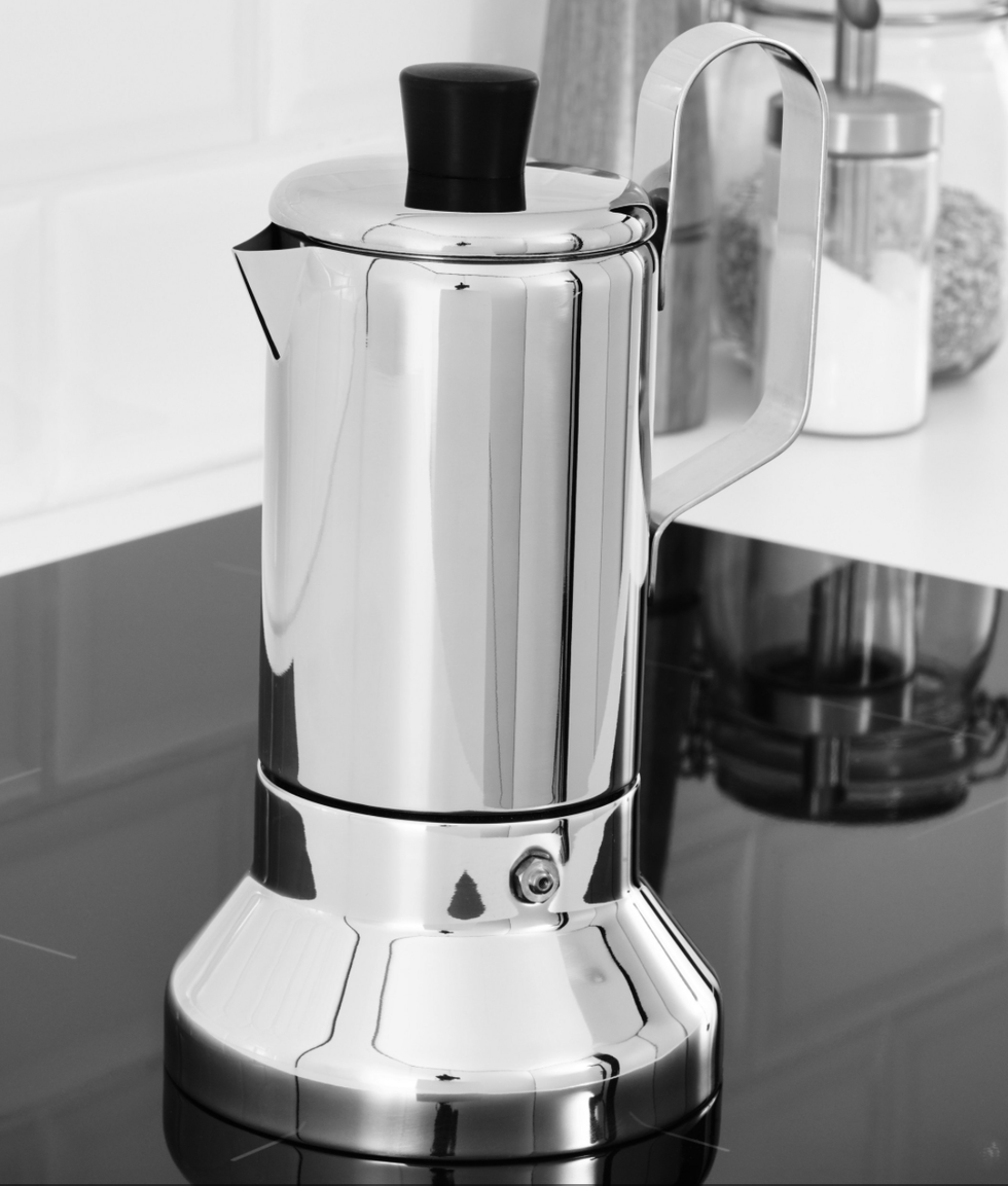 La cafeti\u00e8re expresso METALLISK de 0,4 litre pour table de cuisson avec soupape de s\u00e9curit\u00e9 en acier inoxydable.