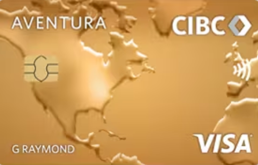 La carte dor\u00e9e et blanche Aventura Or CIBC Visa.