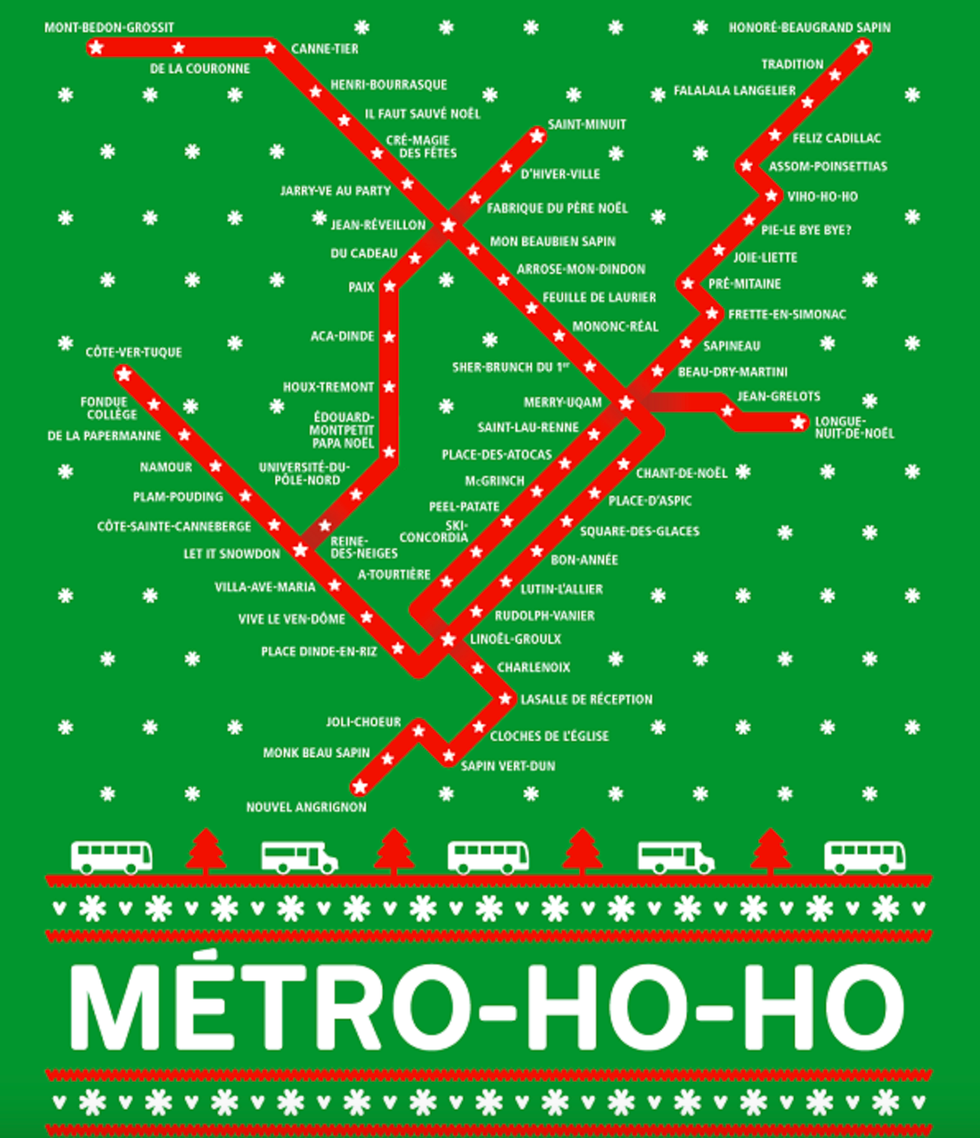La carte du \u00ab M\u00e9tro-Ho-Ho \u00bb a \u00e9t\u00e9 revamp\u00e9e par la STM pour le temps des F\u00eates.