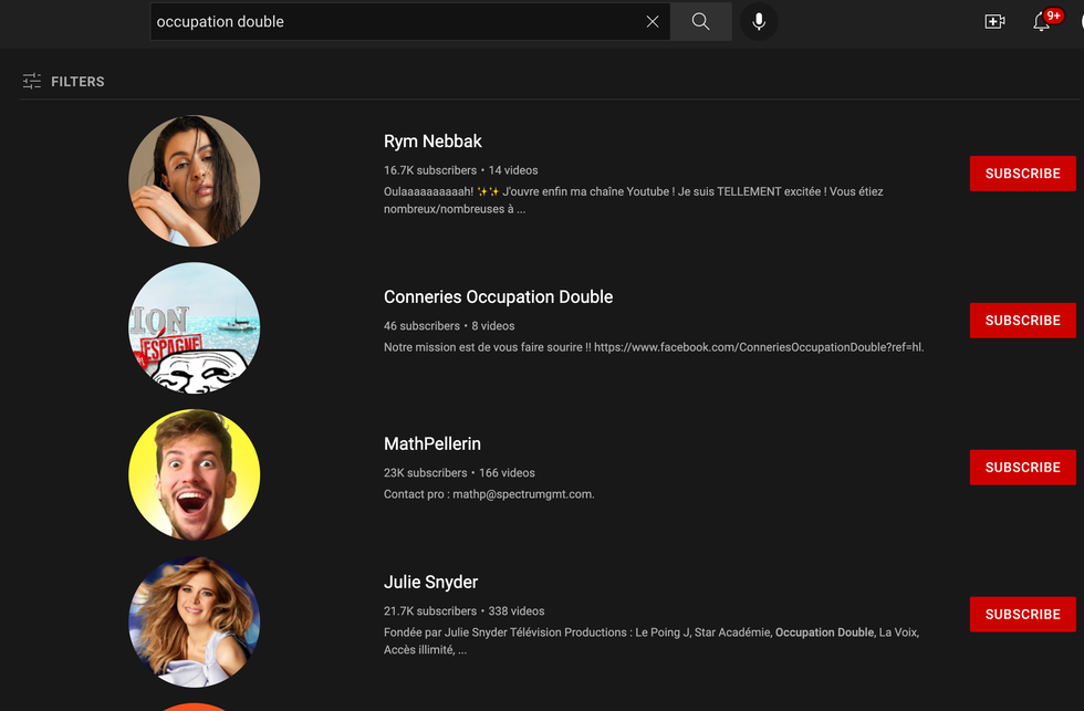 La cha\u00eene YouTube d'Occupation Double a disparu.