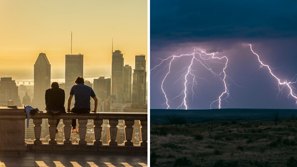 La chaleur à Montréal. Droite : Des orages violents.