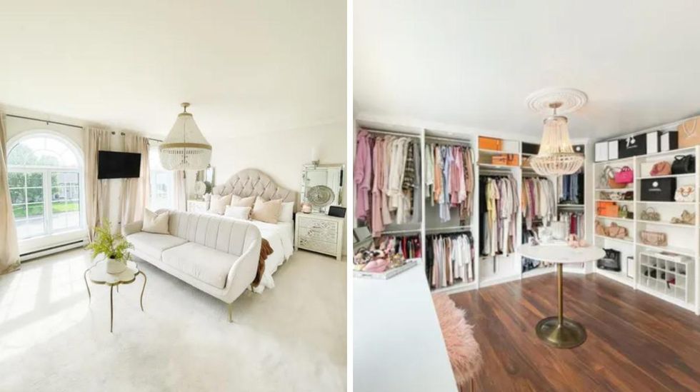 La chambre principale. Droite : Le walk-in de la chambre.