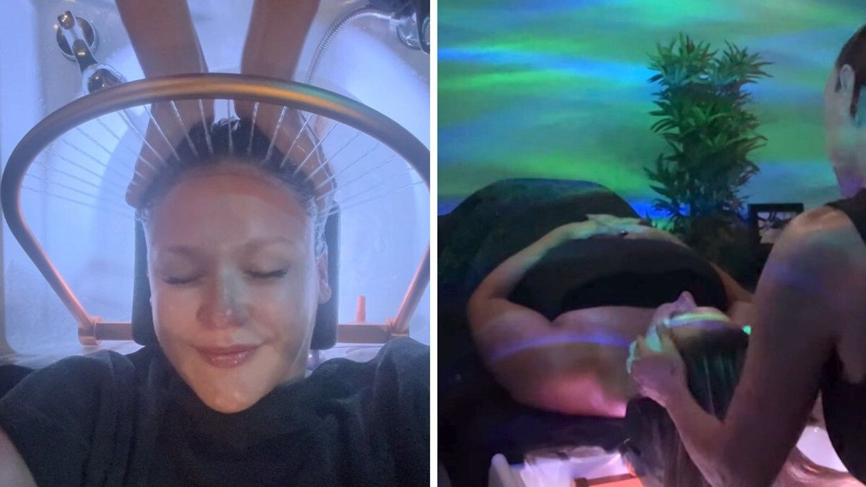 La chute d'eau du Kea Spa Capillaire. Droite : Le soin.