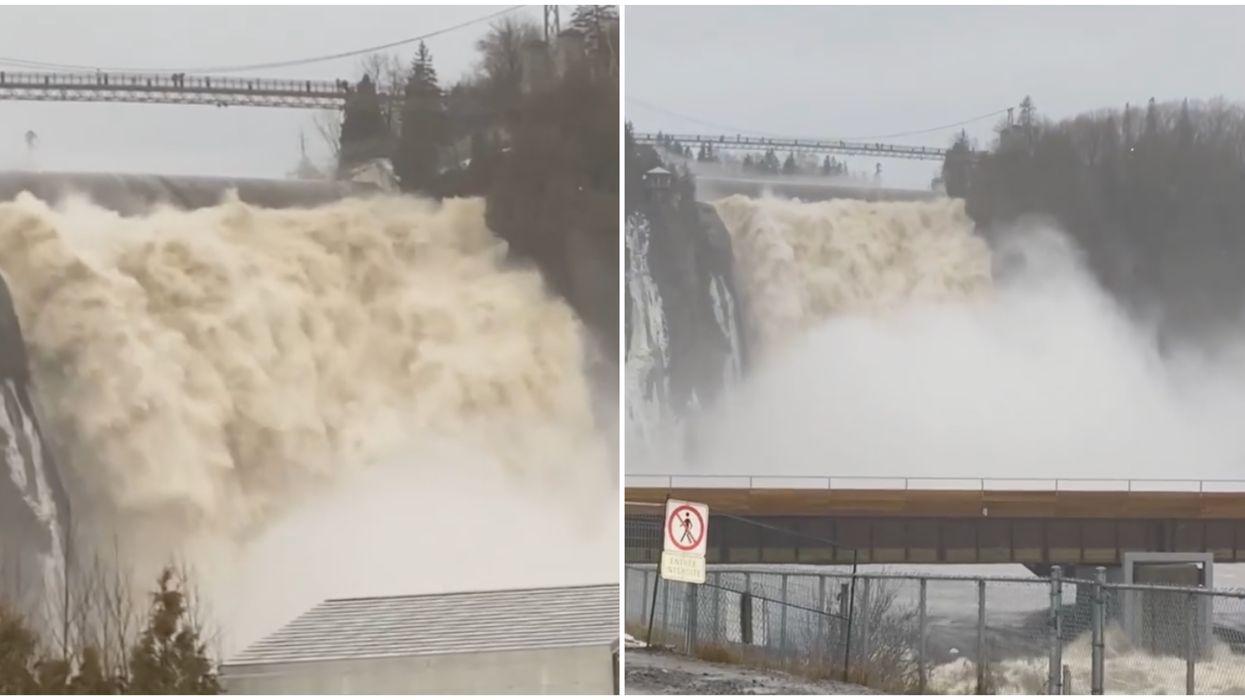 La chute Montmorency à Québec était déchaînée suite aux pluies de ce vendredi