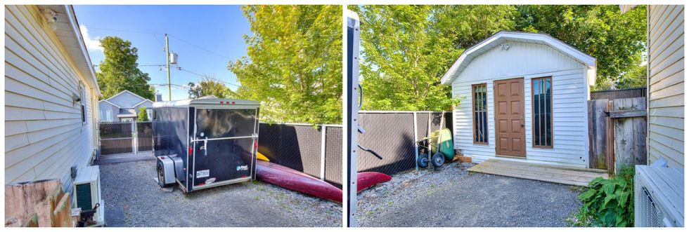 La cour arri\u00e8re avec cabanon d'une maison \u00e0 vendre \u00e0 Laval.