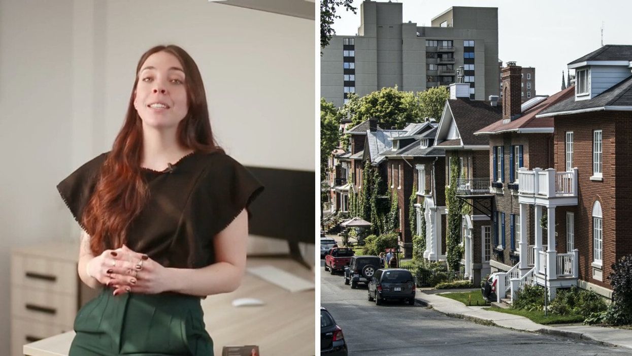 La courtière hypothécaire Ariane Robert. Droite : Des maisons au Québec.